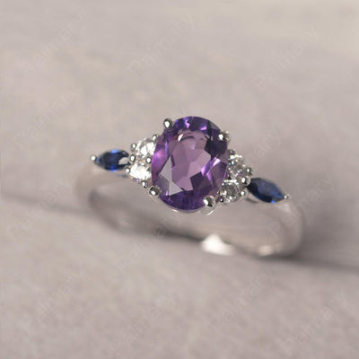 Oval Cut Amethyst Promise Ring Sterling Silver - Palmary