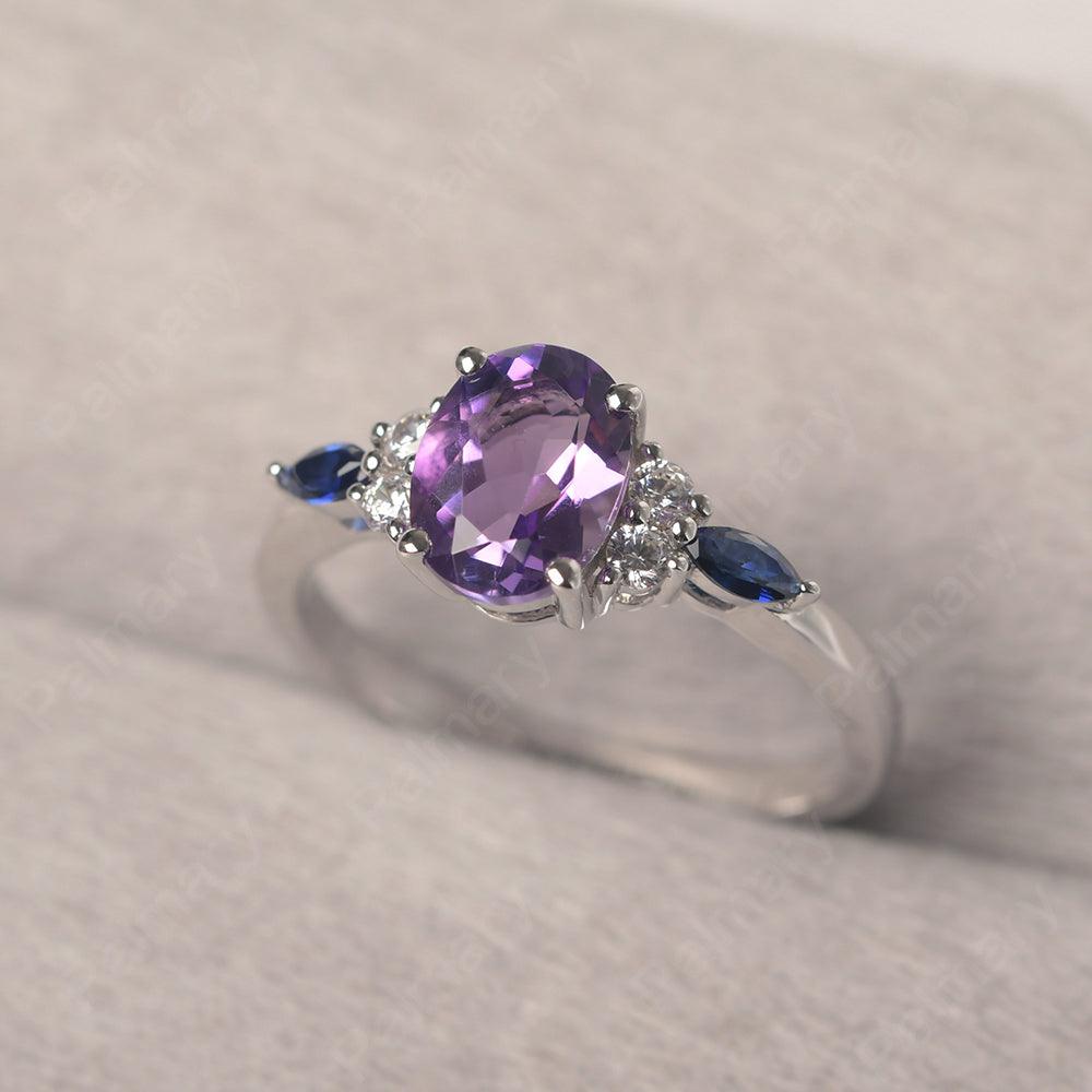 Oval Cut Amethyst Promise Ring Sterling Silver - Palmary