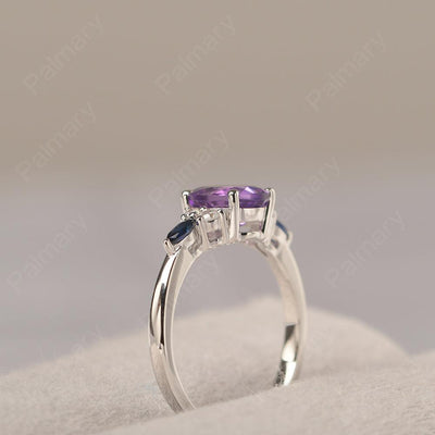 Oval Cut Amethyst Promise Ring Sterling Silver - Palmary