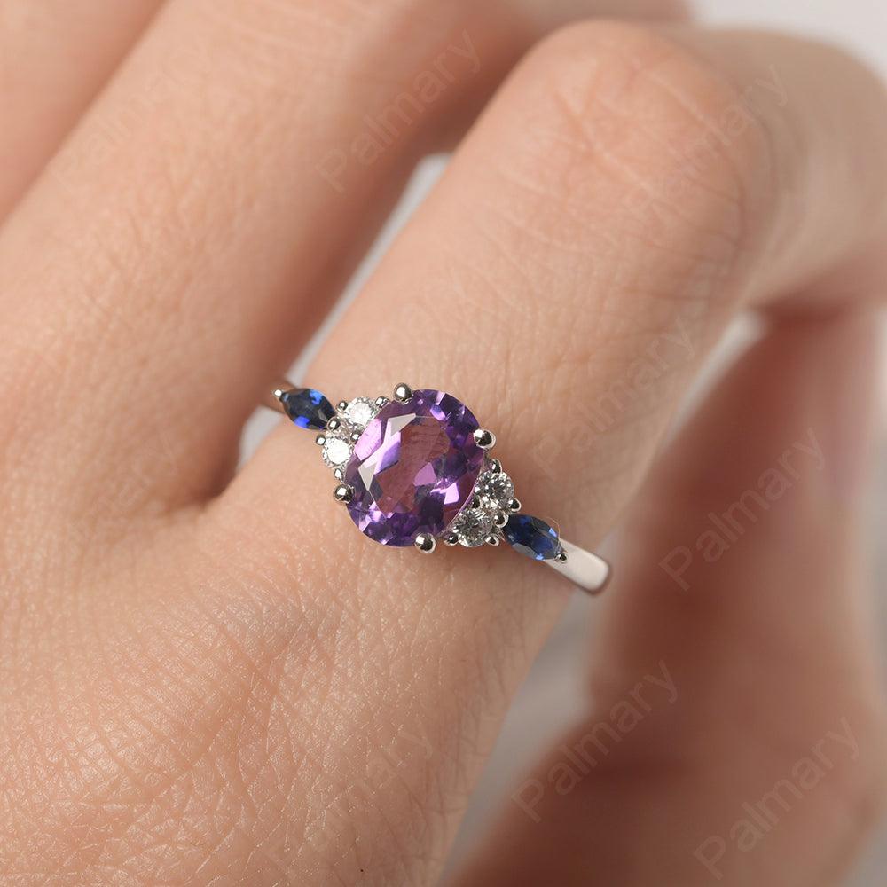 Oval Cut Amethyst Promise Ring Sterling Silver - Palmary