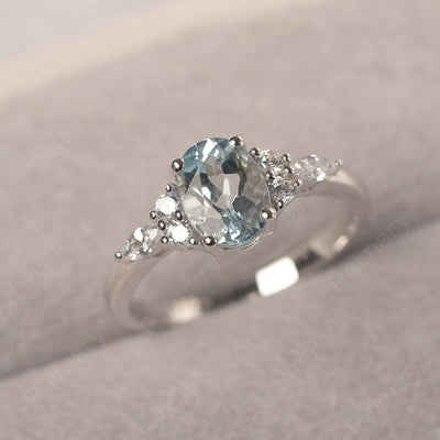 Oval Cut Aquamarine Promise Ring Sterling Silver - Palmary