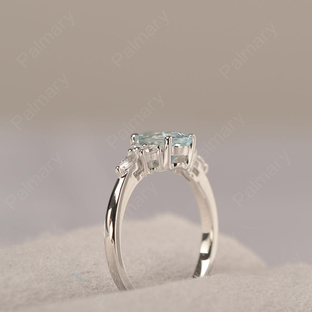 Oval Cut Aquamarine Promise Ring Sterling Silver - Palmary