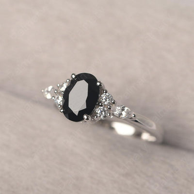Oval Cut Black Spinel Promise Ring Sterling Silver - Palmary