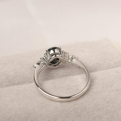 Oval Cut Black Spinel Promise Ring Sterling Silver - Palmary