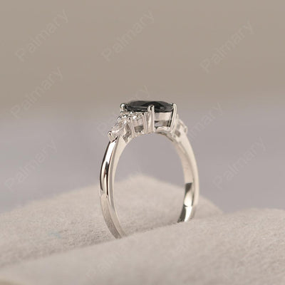 Oval Cut Black Spinel Promise Ring Sterling Silver - Palmary