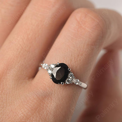 Oval Cut Black Spinel Promise Ring Sterling Silver - Palmary