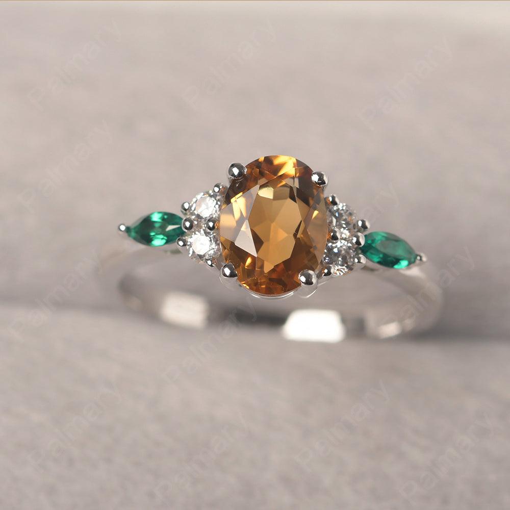 Oval Cut Citrine Promise Ring Sterling Silver - Palmary