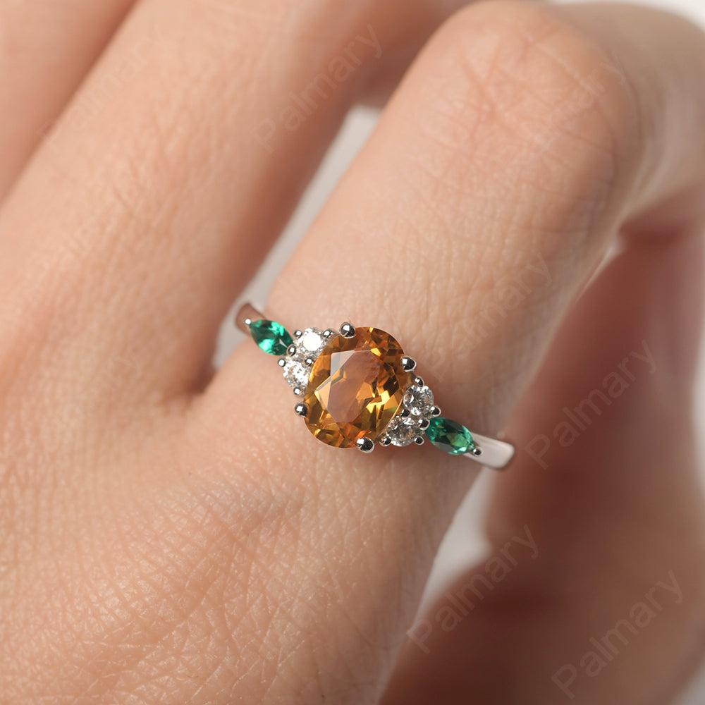 Oval Cut Citrine Promise Ring Sterling Silver - Palmary