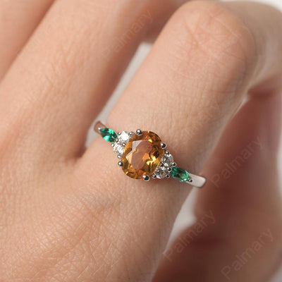 Oval Cut Citrine Promise Ring Sterling Silver - Palmary