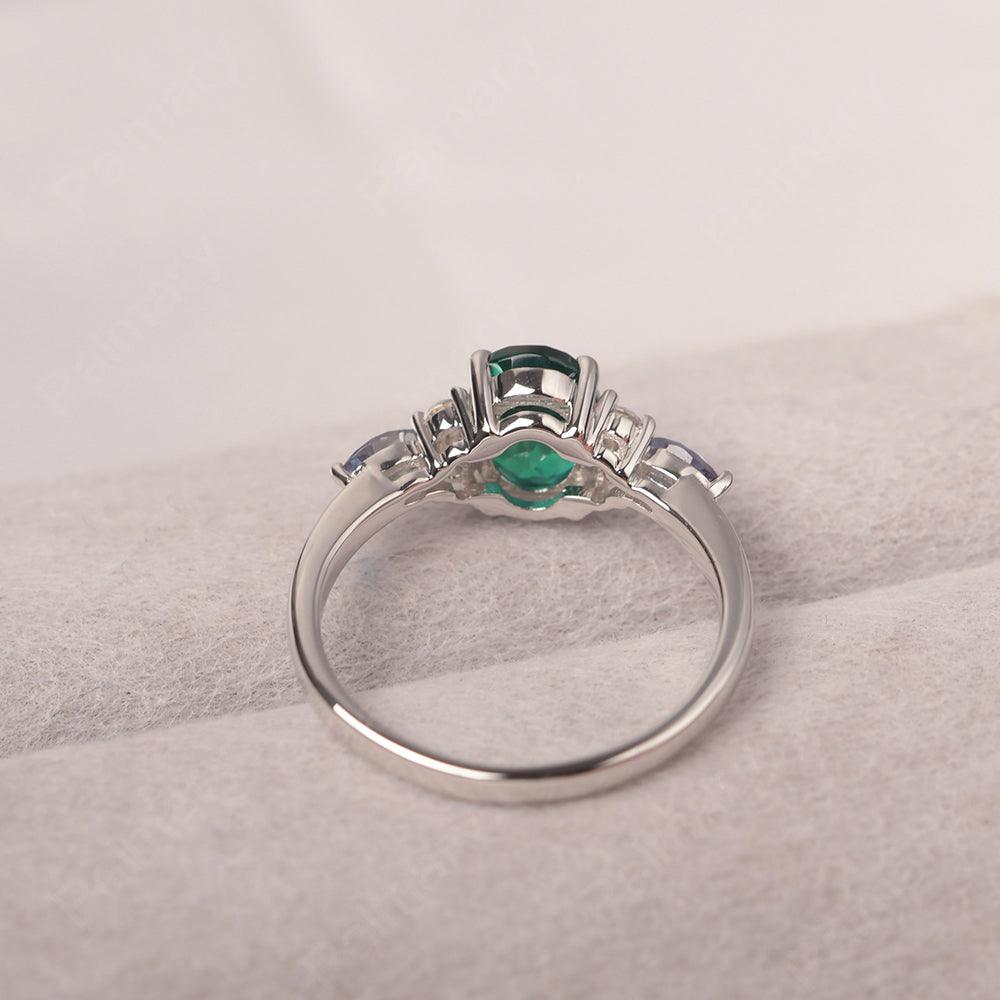 Oval Cut Emerald Promise Ring Sterling Silver - Palmary