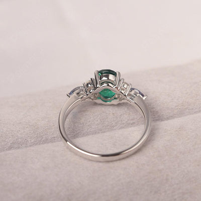 Oval Cut Emerald Promise Ring Sterling Silver - Palmary