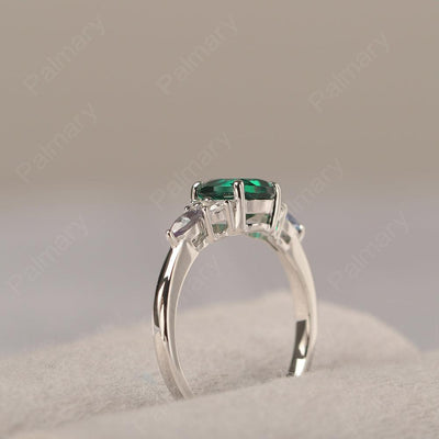 Oval Cut Emerald Promise Ring Sterling Silver - Palmary