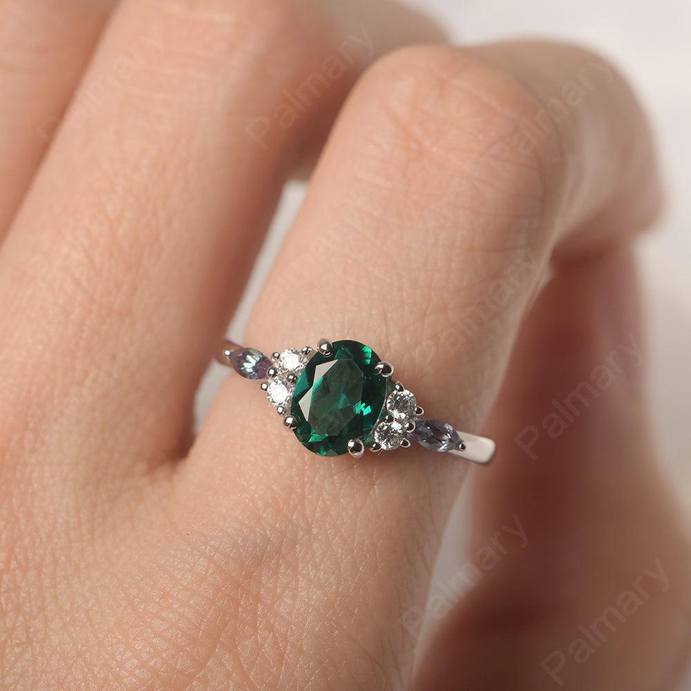 Oval Cut Emerald Promise Ring Sterling Silver - Palmary