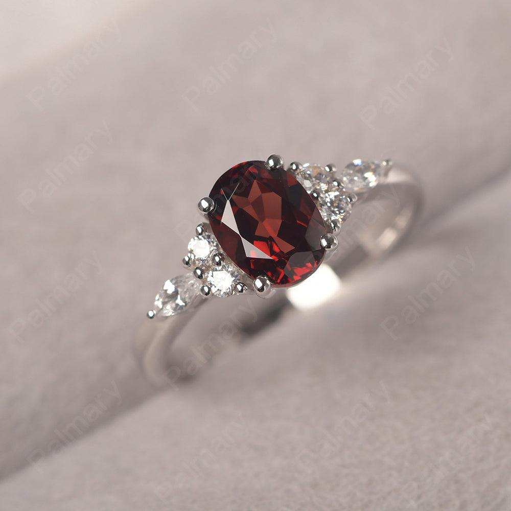 Oval Cut Garnet Promise Ring Sterling Silver - Palmary