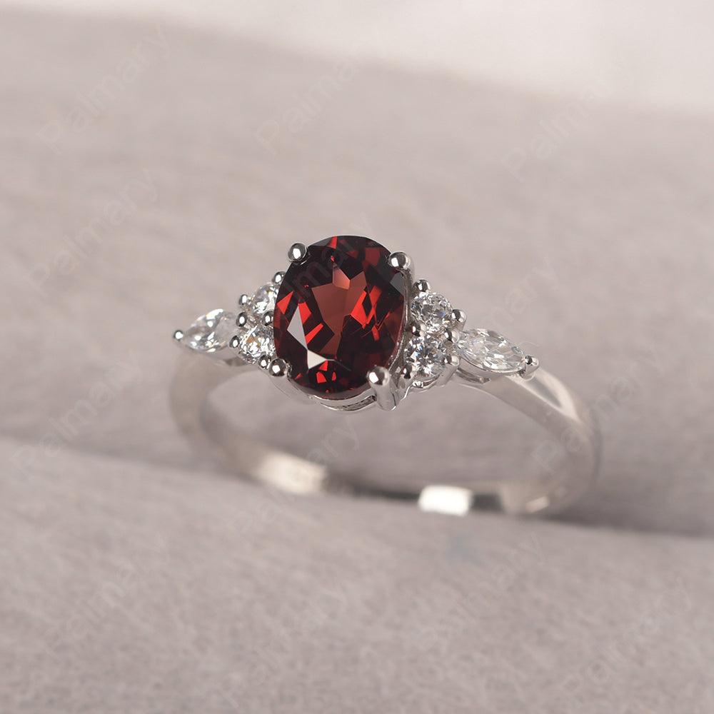 Oval Cut Garnet Promise Ring Sterling Silver - Palmary