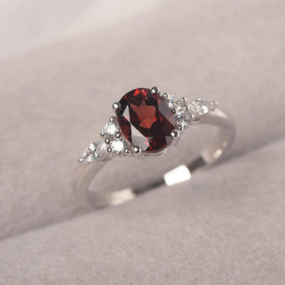 Oval Cut Garnet Promise Ring Sterling Silver - Palmary