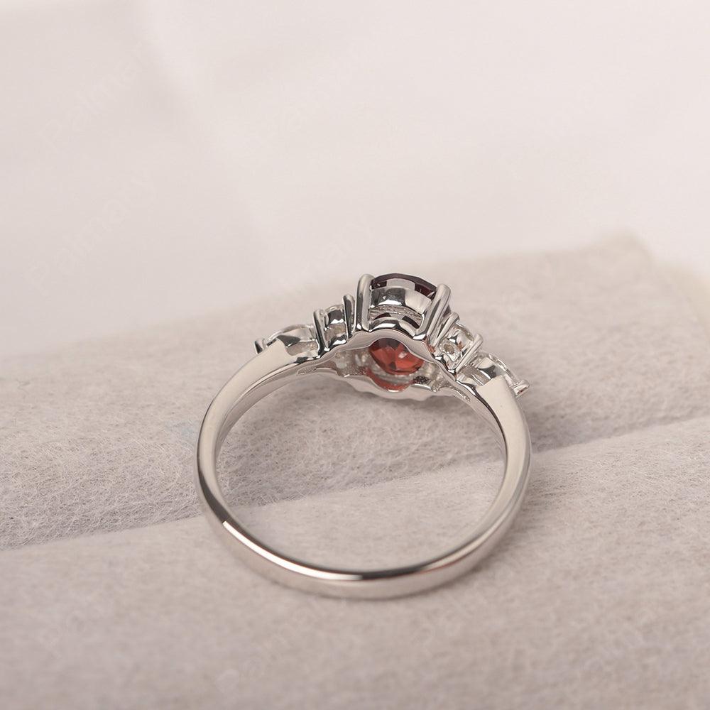 Oval Cut Garnet Promise Ring Sterling Silver - Palmary