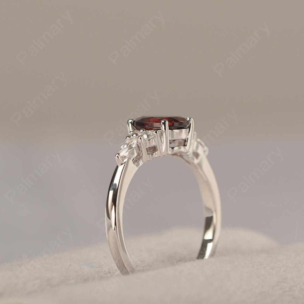 Oval Cut Garnet Promise Ring Sterling Silver - Palmary