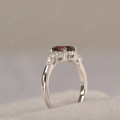 Oval Cut Garnet Promise Ring Sterling Silver - Palmary