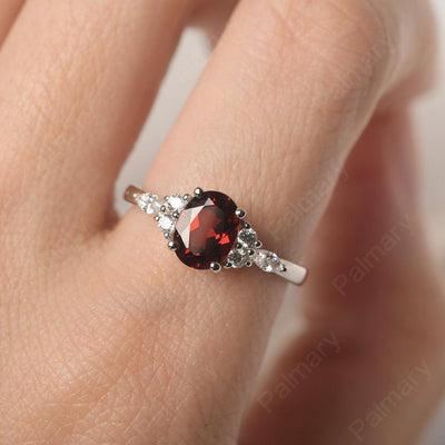 Oval Cut Garnet Promise Ring Sterling Silver - Palmary