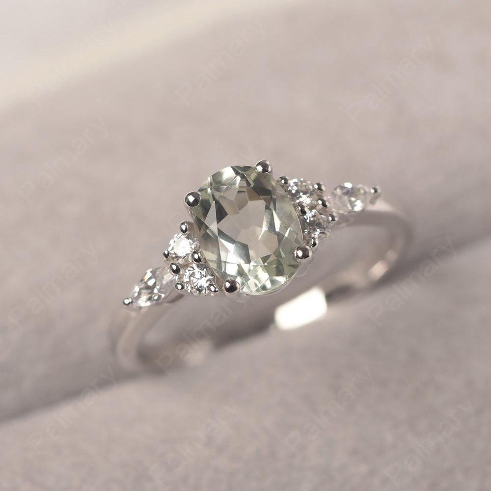 Oval Cut Green Amethyst Promise Ring Sterling Silver - Palmary