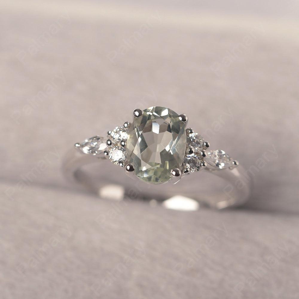 Oval Cut Green Amethyst Promise Ring Sterling Silver - Palmary