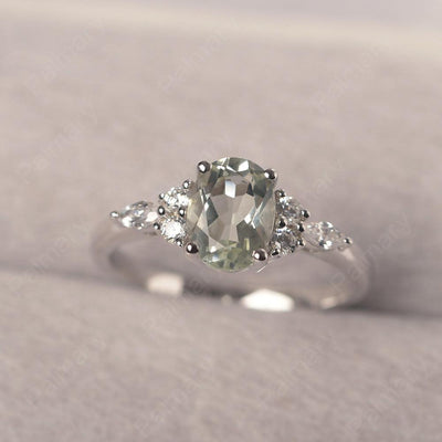 Oval Cut Green Amethyst Promise Ring Sterling Silver - Palmary