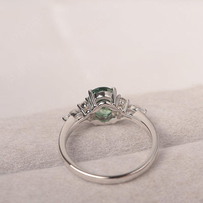 Oval Cut Green Sapphire Promise Ring Sterling Silver - Palmary