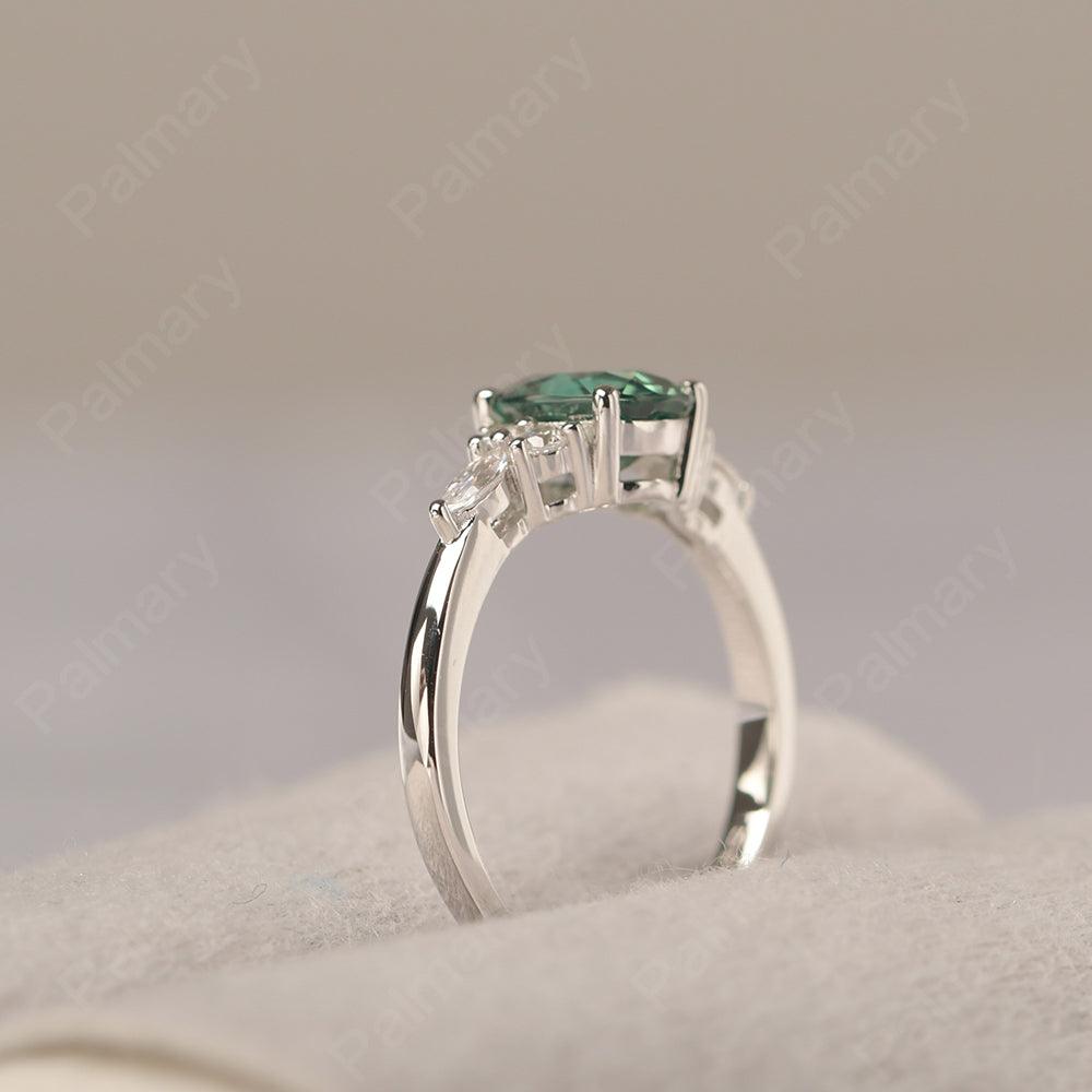 Oval Cut Green Sapphire Promise Ring Sterling Silver - Palmary