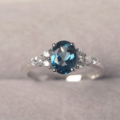 Oval Cut London Blue Topaz Promise Ring Sterling Silver - Palmary