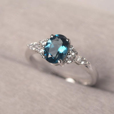 Oval Cut London Blue Topaz Promise Ring Sterling Silver - Palmary