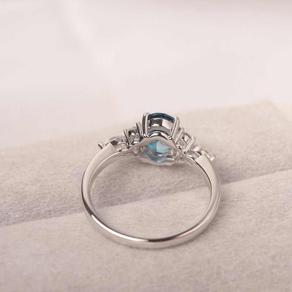 Oval Cut London Blue Topaz Promise Ring Sterling Silver - Palmary