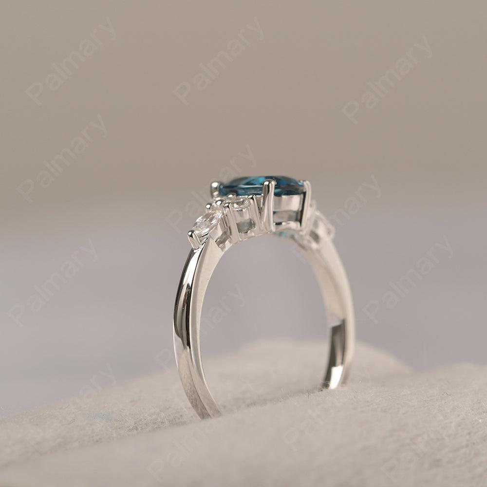 Oval Cut London Blue Topaz Promise Ring Sterling Silver - Palmary