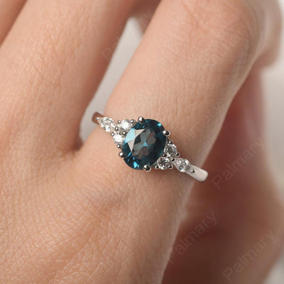 Oval Cut London Blue Topaz Promise Ring Sterling Silver - Palmary