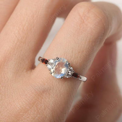 Oval Cut Moonstone Promise Ring Sterling Silver - Palmary