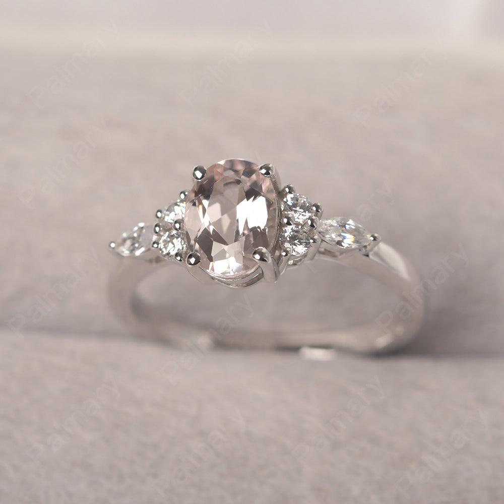Oval Cut Morganite Promise Ring Sterling Silver - Palmary