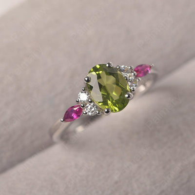 Oval Cut Peridot Promise Ring Sterling Silver - Palmary