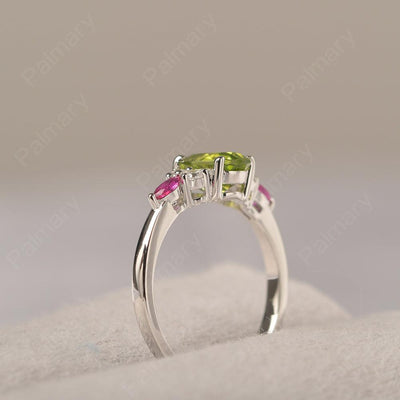 Oval Cut Peridot Promise Ring Sterling Silver - Palmary