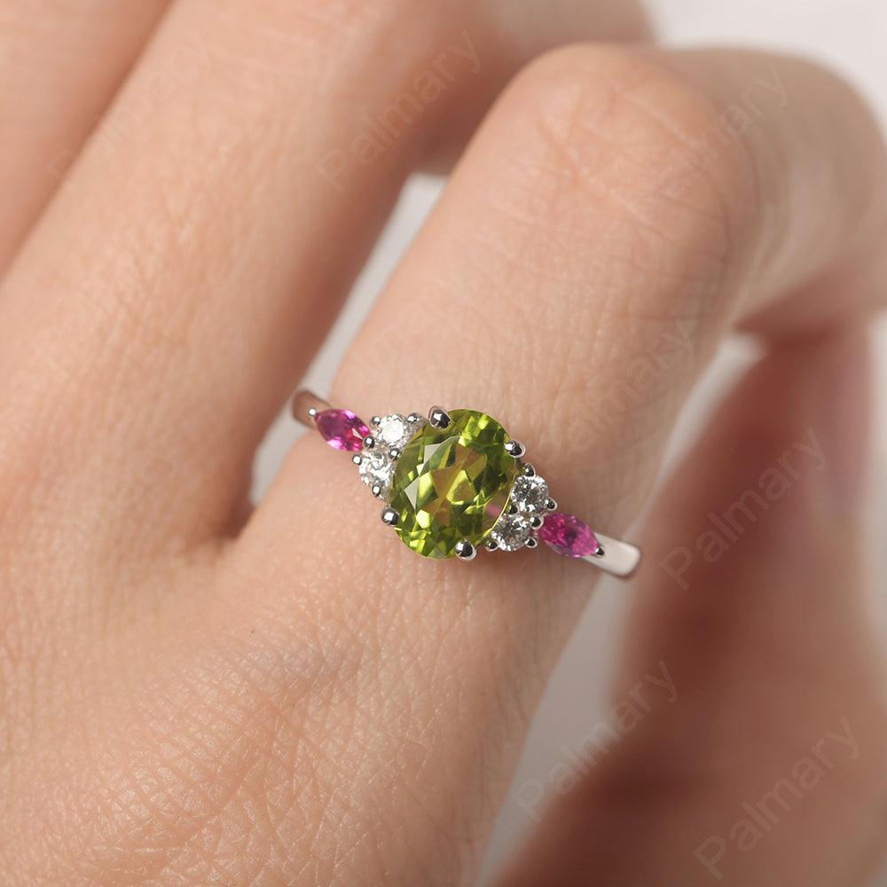 Oval Cut Peridot Promise Ring Sterling Silver - Palmary