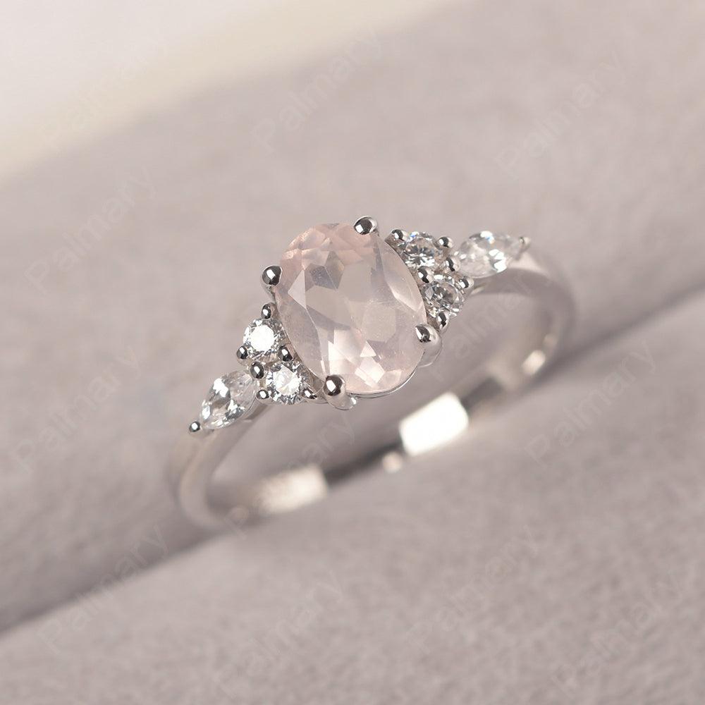 Oval Cut Rose Quartz Promise Ring Sterling Silver - Palmary