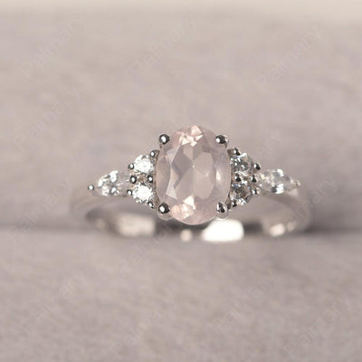 Oval Cut Rose Quartz Promise Ring Sterling Silver - Palmary