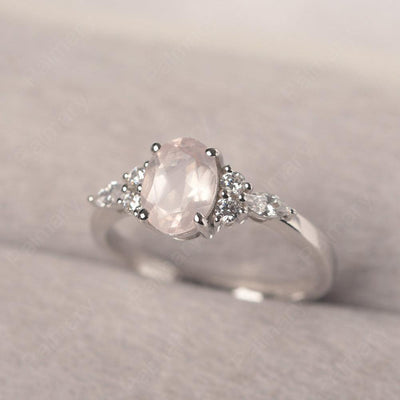 Oval Cut Rose Quartz Promise Ring Sterling Silver - Palmary