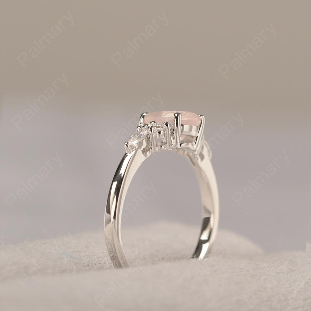 Oval Cut Rose Quartz Promise Ring Sterling Silver - Palmary