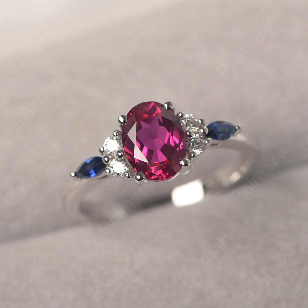 Oval Cut Ruby Promise Ring Sterling Silver - Palmary