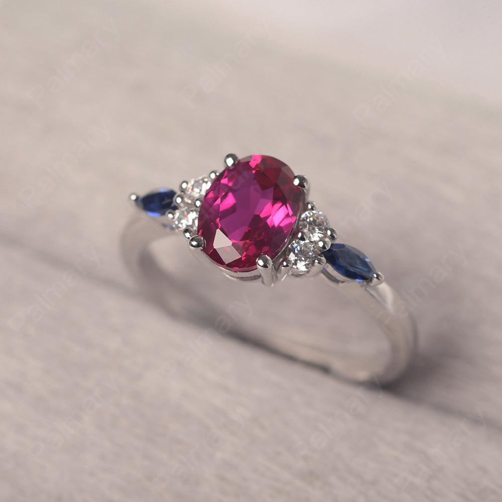 Oval Cut Ruby Promise Ring Sterling Silver - Palmary
