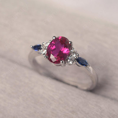 Oval Cut Ruby Promise Ring Sterling Silver - Palmary