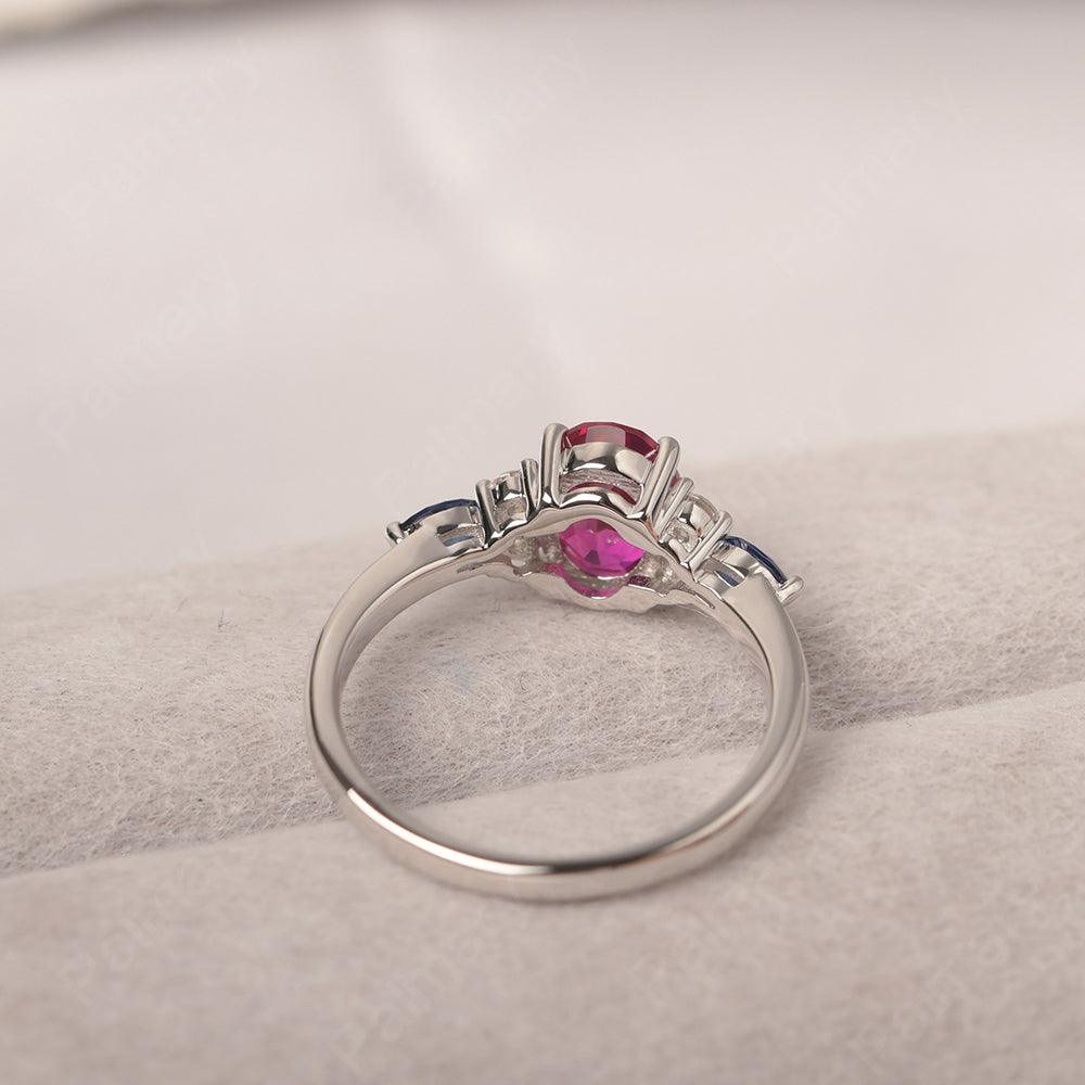 Oval Cut Ruby Promise Ring Sterling Silver - Palmary