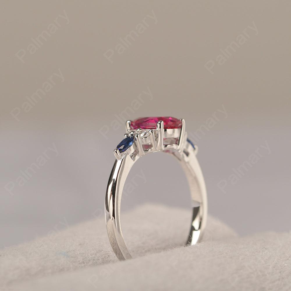 Oval Cut Ruby Promise Ring Sterling Silver - Palmary