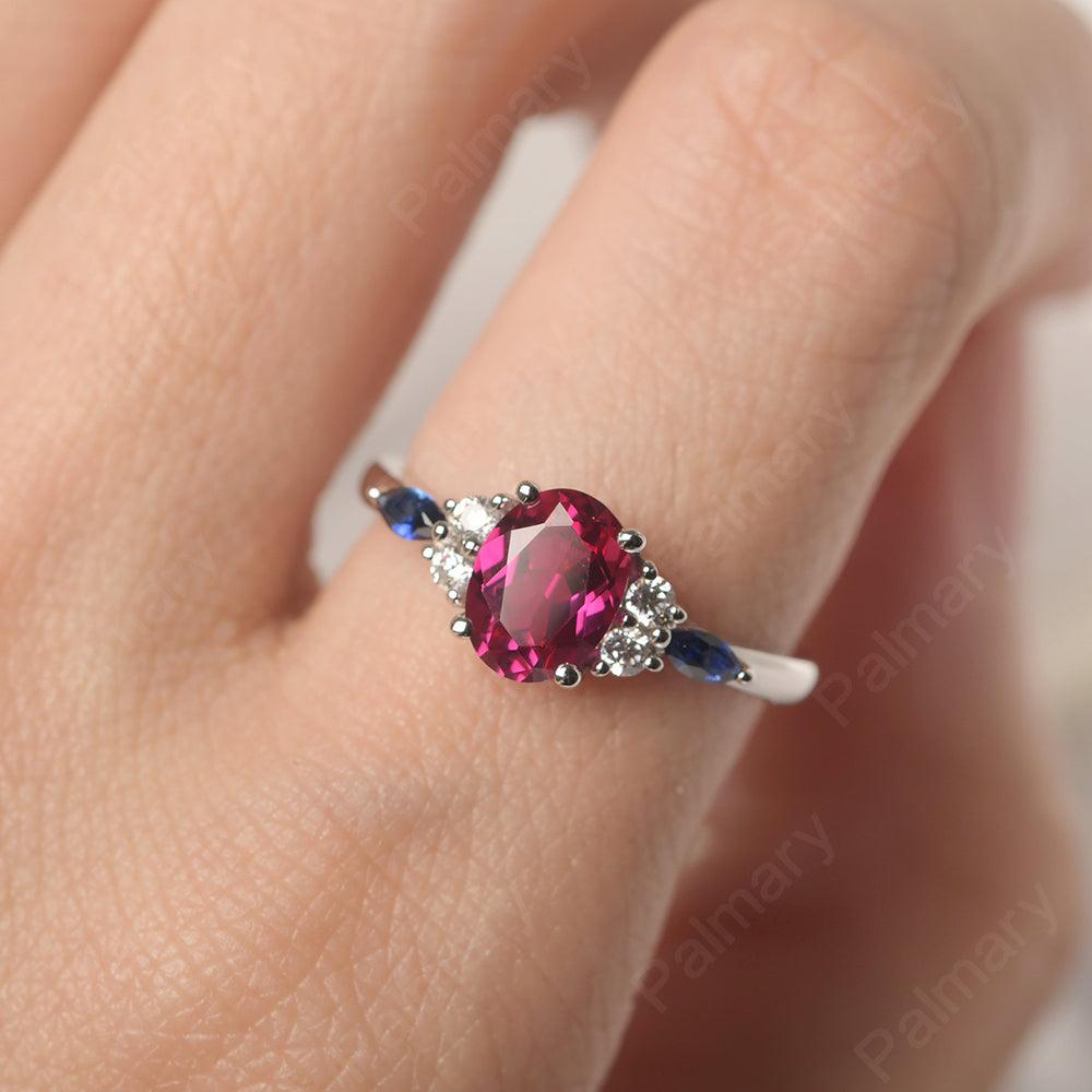Oval Cut Ruby Promise Ring Sterling Silver - Palmary