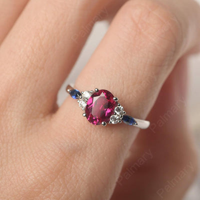 Oval Cut Ruby Promise Ring Sterling Silver - Palmary